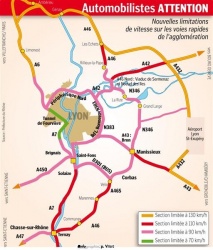 Les limitations de vitesse abaissées de 20km/h à Lyon(c) photo : leprogres.fr