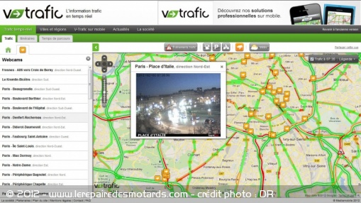 Le site montre l'état du trafic par des webcams