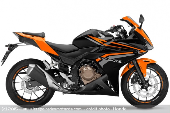Sportive Honda CBR500R Noir Graphite et Orange Candy Energy