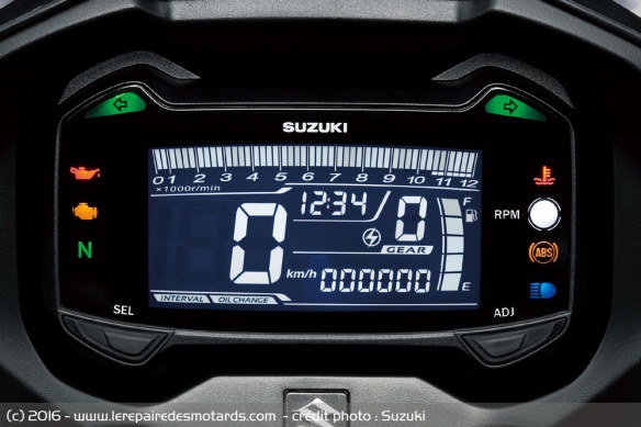 L'instrumention LCD de la Suzuki GSX-250R