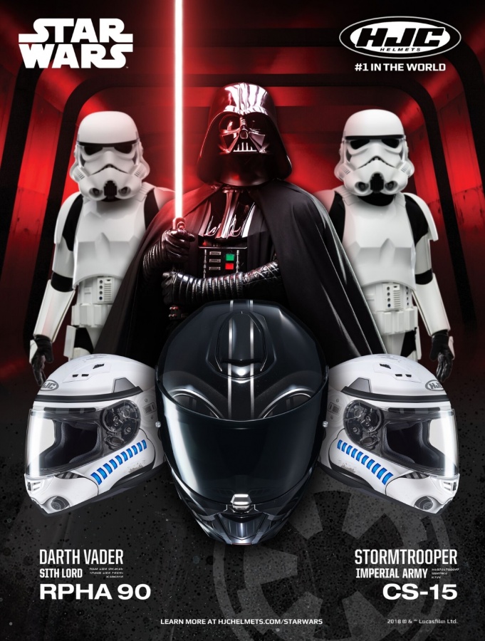 Casque intégral HJC Darth Vader et Stormtrooper.