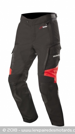 Pantalon Alpinestars Honda Andes V2 Drystar : coloris noir et rouge 