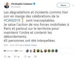 Le tweet du ministre de l'intérieur Christopje Castaner