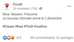Ducati annonce son nouveau Monster le 2 décembre