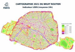 La carte du bruit routier moyen à Paris