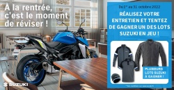 100 lots à gagner avec l'entretien de sa moto Suzuki