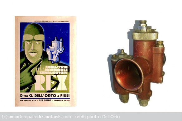 Publicité du carburateur Rex de 1933 et le carburateur SS en aluminium