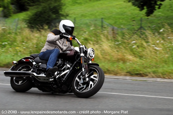 La Harley-Davidson Sport Glide en courbe