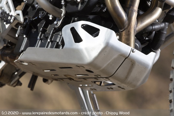 Le sabot moteur de la Tiger 900 Rally Pro