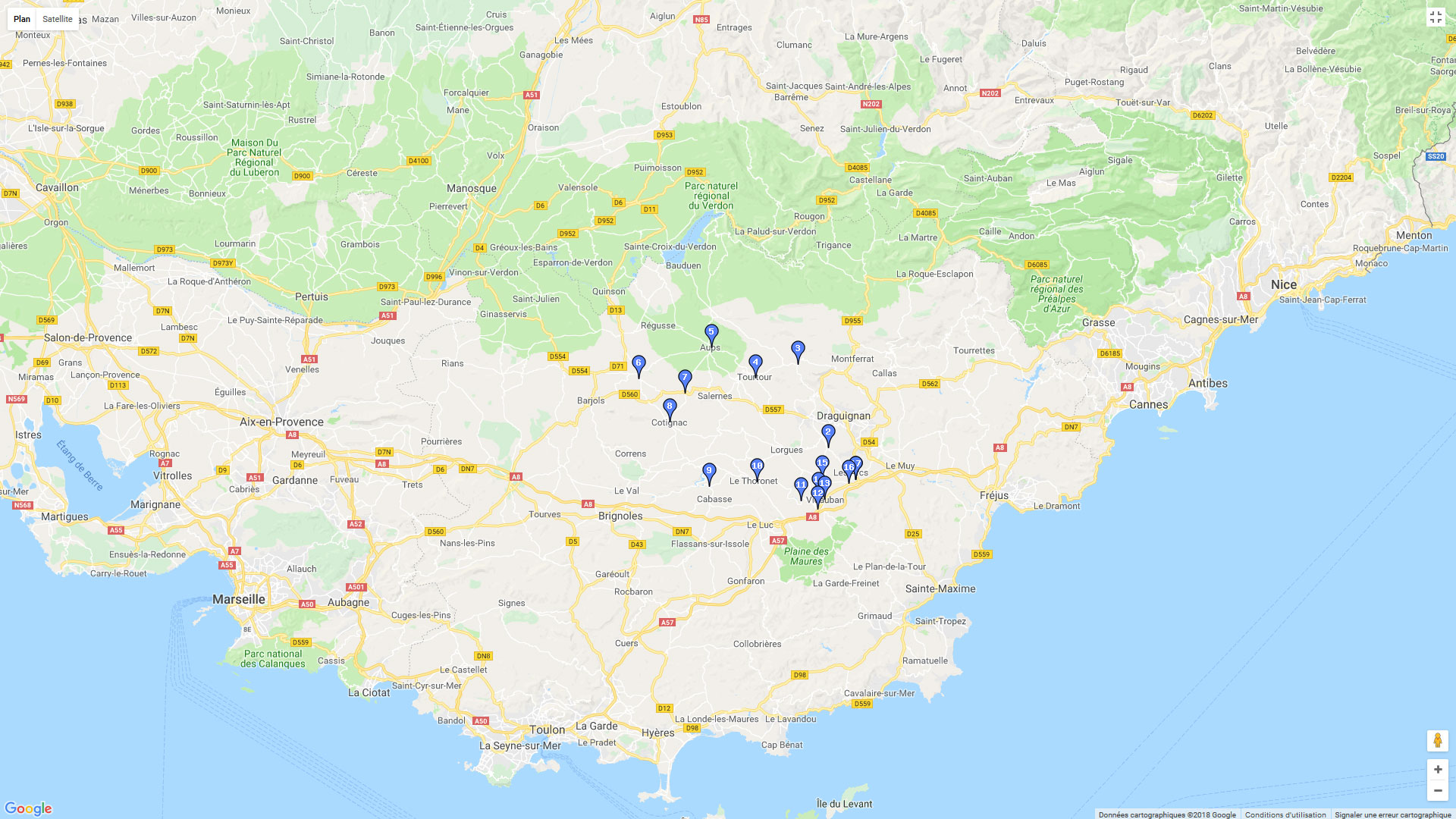 Carte roadbook Autour de Draguignan
