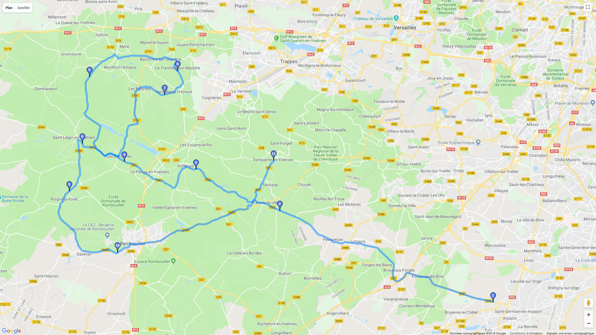 Carte roadbook Vallée de Chevreuse