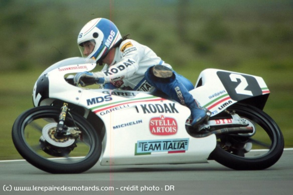 Fausto Gresini sur la Garelli 125