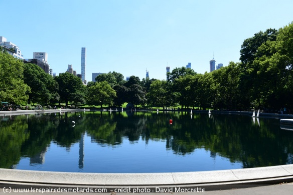 Central Park à New-York avec les tours en fond