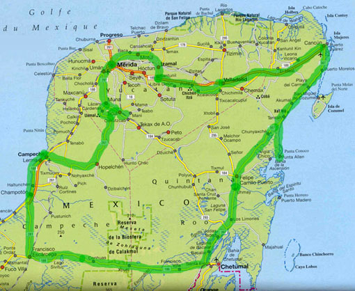 carte Mexique Yucatan