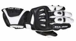 Gants Racing All One Zolder en cuir et carbone blanc