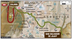 Dakar 4ème étape carte Jujuy Calama
