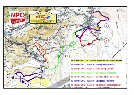Carte du parcours Rallye Oilibya 