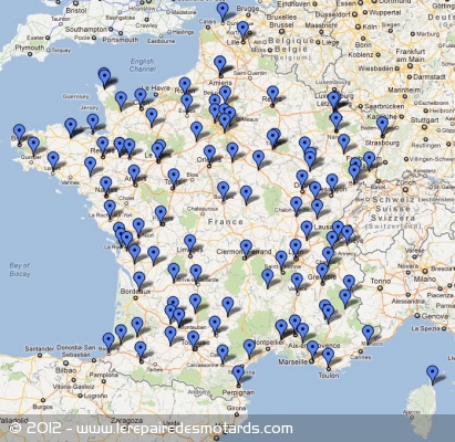 Points de rencontres de la manifestation nationale FFMC les 24 et 25 mars