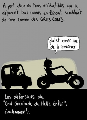Le signe de pied des motards en histoire