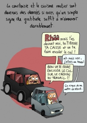 Le signe de pied des motards en histoire