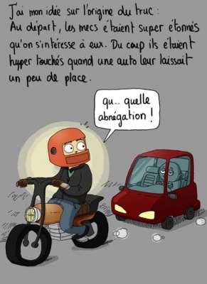 Le signe de pied des motards en histoire