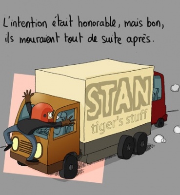 Le signe de pied des motards en histoire
