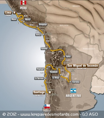 Dakar 2013 : le parcours de 8.500 km en détails