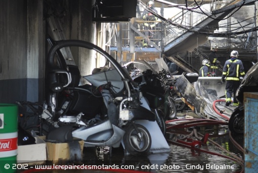 Incendie BMW Motorrad la Défense: l'intérieur de la concession