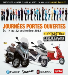 Journées portes ouvertes Piaggio : offre de financement sans apport à 1,5% 