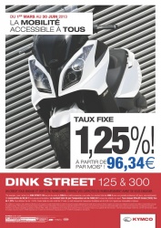 Promos Kymco : financement des Dink Street 125 et 300 à 1,25%