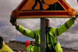 Zone de travaux sur autoroute