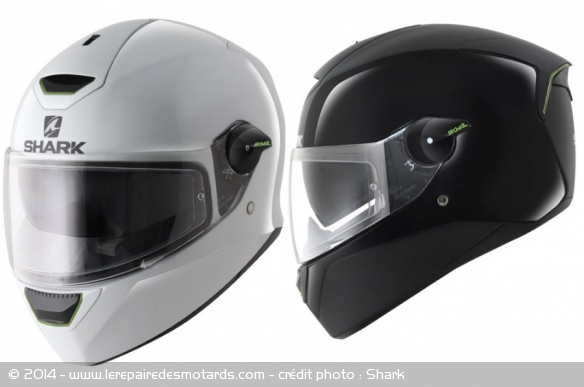 Casque intégral à LED Shark Skwal blanc et noir mat/brillant