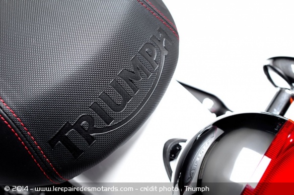 Des surpiqures rouges ornent la selle