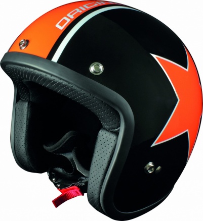 Casque jet Origine Primo orange-noir modèle Astro