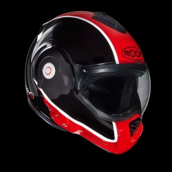 Le casque Roof Desmo Flash rouge et noir de profil 