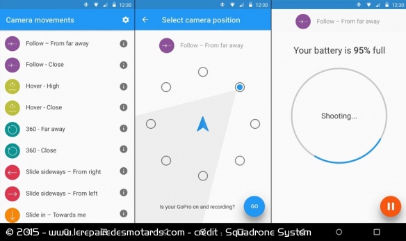 Mouvement de caméra, placement, niveau de batterie... l'application permet de tout contrôler