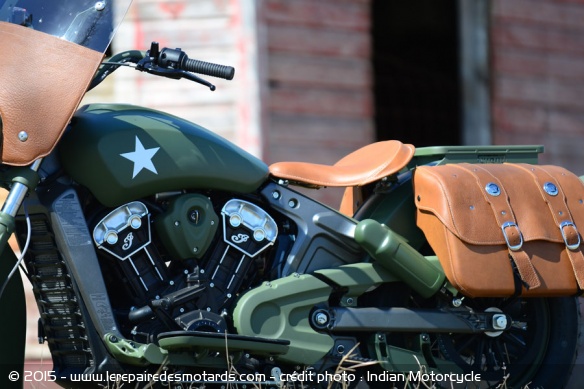 Peinture vert mat, détails en cuir... un travail signé Klock Werks Kustom Cycles