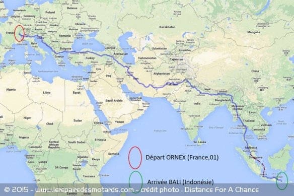 L'itinéraire du voyage s'étale sur près de 15.000 km