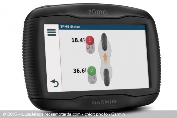Les GPS peuvent également contrôler la pression des pneus avec le système TPMS optionnel