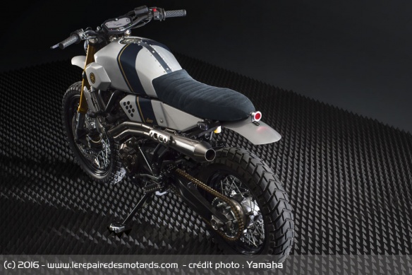 Le silencieux Akrapovic a été placé en position haute 