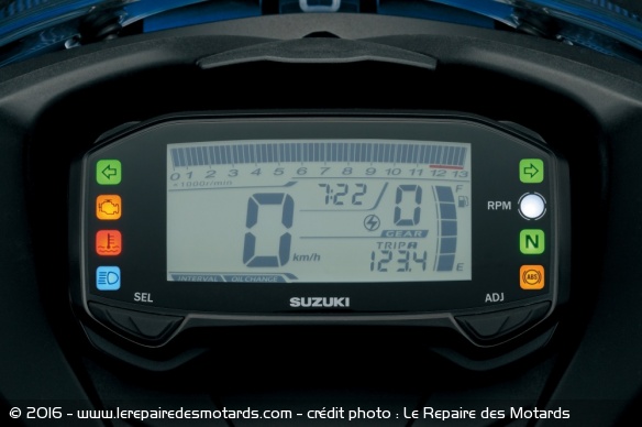 Suzuki GSX-R125 ABS, tableau de bord digital