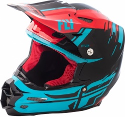 Casque cross Fly Racing F2 bleu et rouge