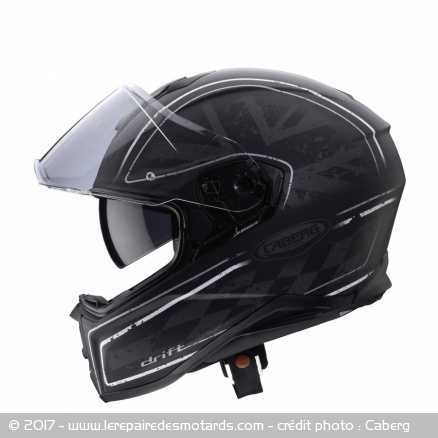Casque intégral Caberg Drift black mat de côté, visière ouverte