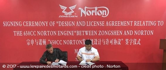 La signature du contrat entre Norton et Zongshen