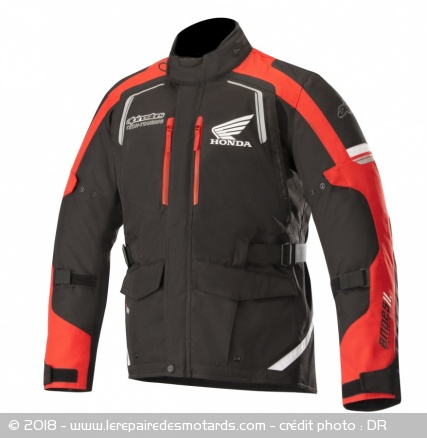Blouson Alpinestars Honda Andes V2 Drystar : coloris noir et rouge 