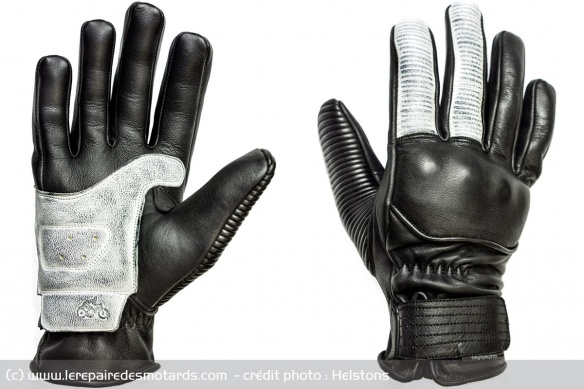 Gants cuir Helstons Speed, version noir/blanc