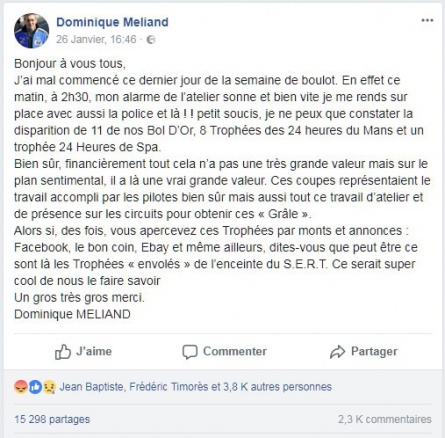 20 trophées volés dans les locaux du SERT