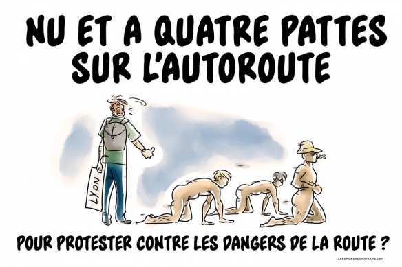 Nu et à 4 pattes sur l'autoroute