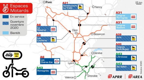 Les 'Espaces Motards' du réseau APRR Les 'Espaces Motards' du réseau APRR