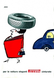 Campagne pub Pirelli avec humour de Riccardo Manzi, 1962